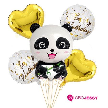 Kit Oso Panda x 5 globos