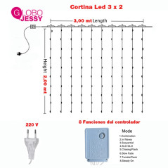 Cortina Led 3 x 2  CABLE PLASTIFICADO