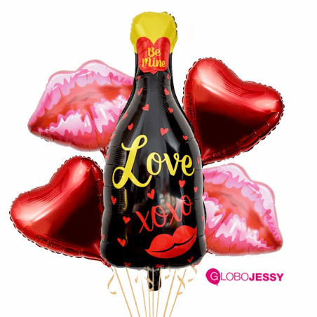 Kit de 5 globos Love botella