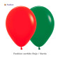  GLOBO LATEX 12" REDONDO FASHION SURTIDO NAVIDAD ROJO Y VERDEX 12 UNDS