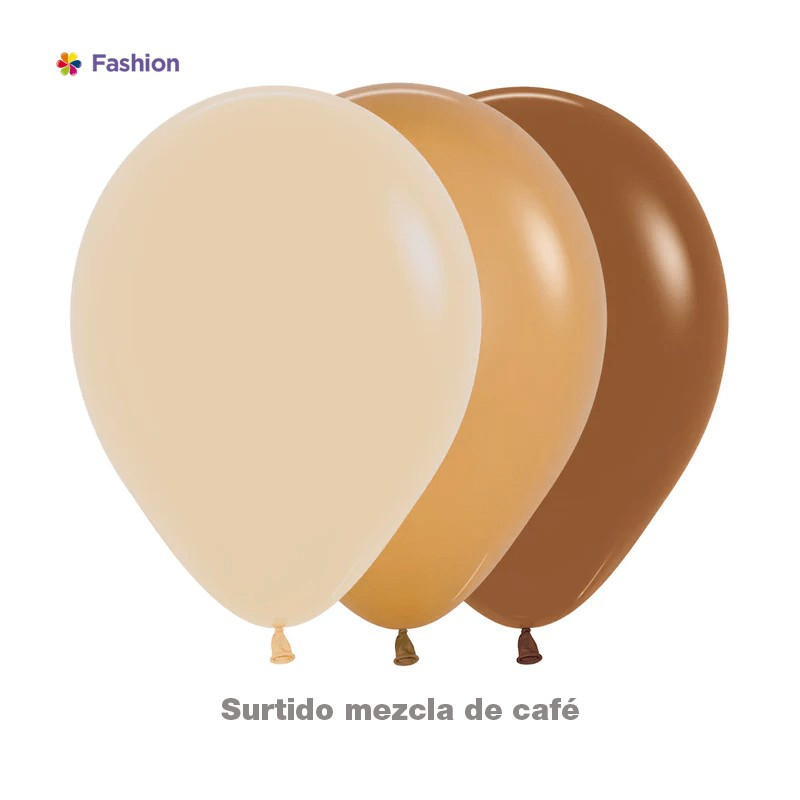  GLOBO LATEX 12" REDONDO FASHION SURTIDO MEZCLA CAFEX 12 UNDS