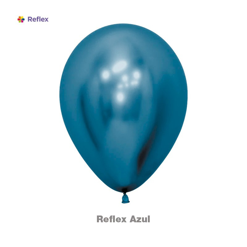 GLOBO LATEX REDONDO REFLEX AZUL 12 " X 6 UNDS
