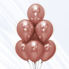 GLOBO LATEX REDONDO REFLEX Dorado Rosa 12 " X 6 UNDS