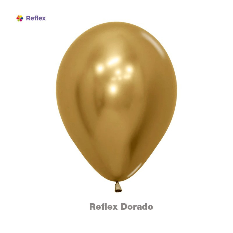 GLOBO LATEX REDONDO REFLEX DORADO 12 " X 6 UNDS