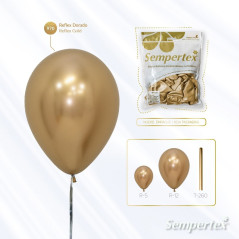 GLOBO LATEX REDONDO REFLEX DORADO 12 " X 6 UNDS