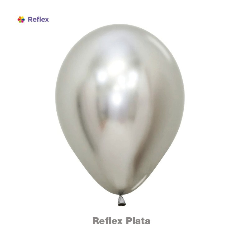 GLOBO LATEX REDONDO REFLEX PLATA 12 " X 6 UNDS