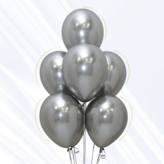 GLOBO LATEX REDONDO REFLEX PLATA 12 " X 6 UNDS