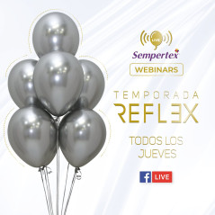 GLOBO LATEX REDONDO REFLEX PLATA 12 " X 6 UNDS