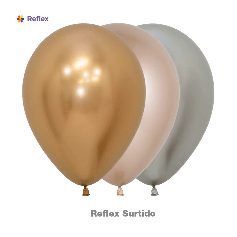 GLOBO LATEX REDONDO REFLEX SURTIDO 12 " X 6 UNDS