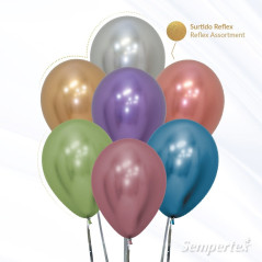 GLOBO LATEX REDONDO REFLEX SURTIDO 12 " X 6 UNDS