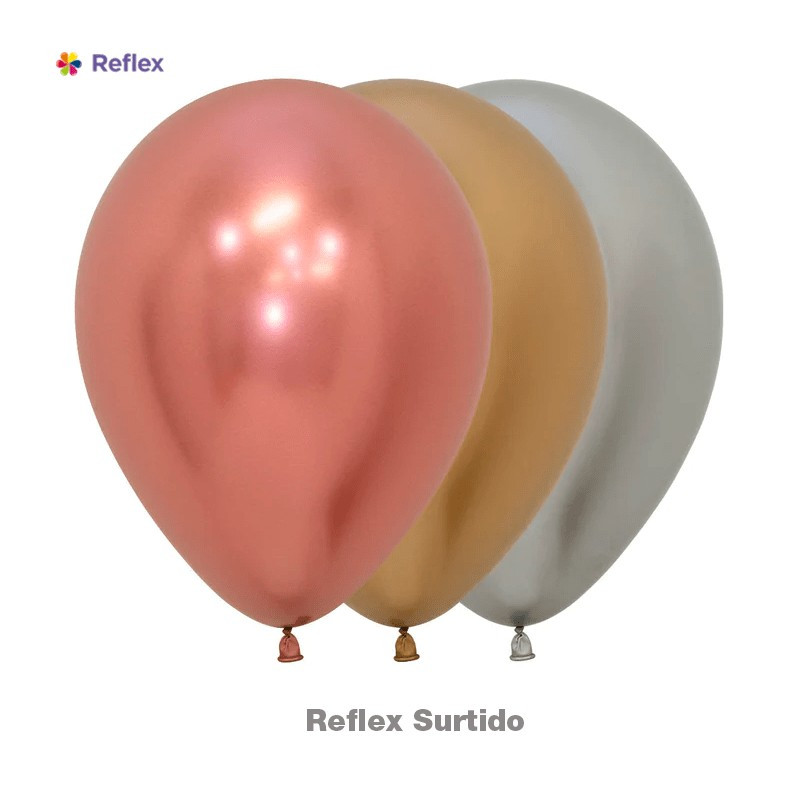 GLOBO LATEX REDONDO REFLEX SURTIDO 12 " X 6 UNDS
