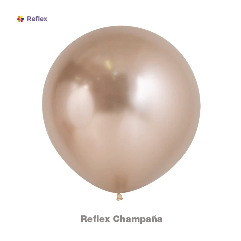 GLOBO LATEX REDONDO REFLEX CHAMPAÑA 18 " X  UNIDAD