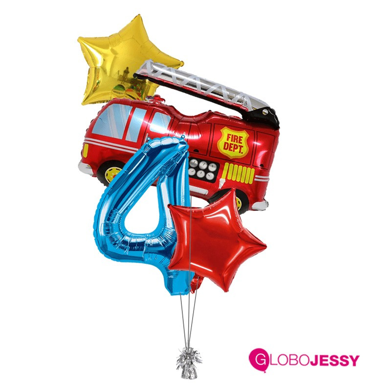 Kit de 4 globos Bombero + Número