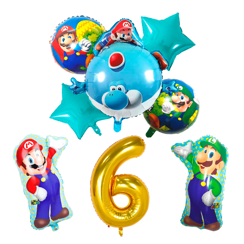 Kit Decoracion Juego Mario Bros Cumpleaños Rojo Azul Verde – tienda