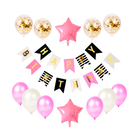 Kit Happy birthday mas globos con confetti