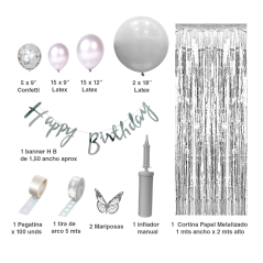 Kit HB+Confetti+ Globos latex+Inflador+Cortina