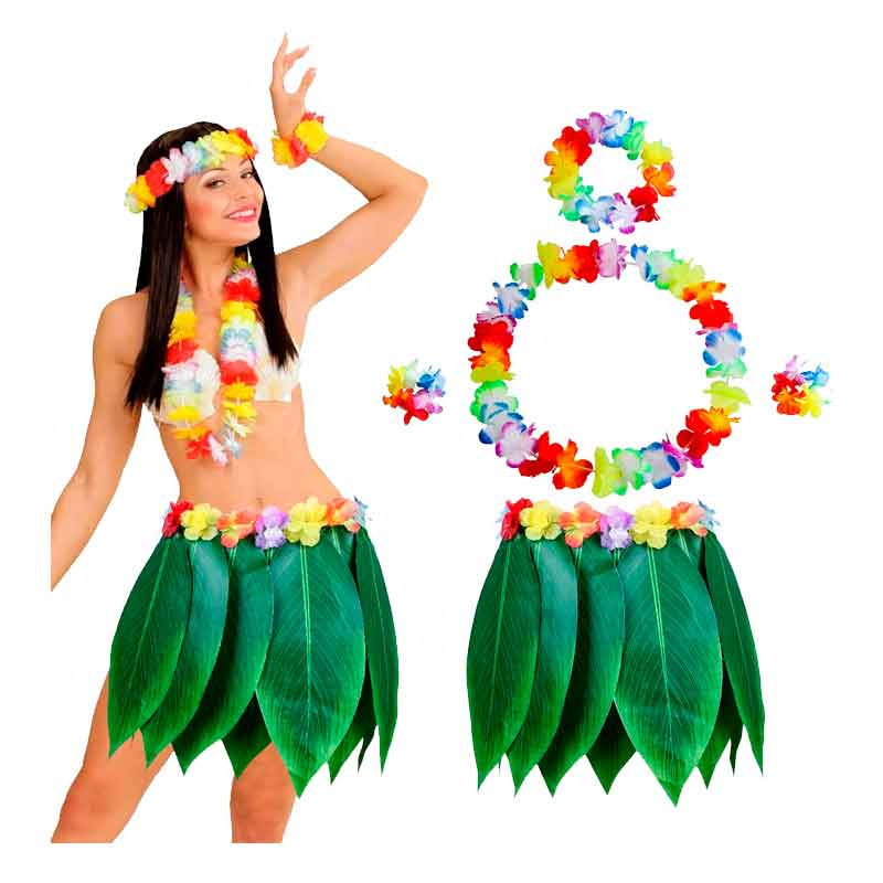 Falda de Hoja de Hula y Set Hawaiano Luau
