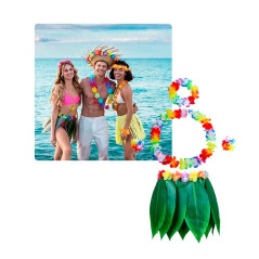 Falda de Hoja de Hula y Set de Hawaiano