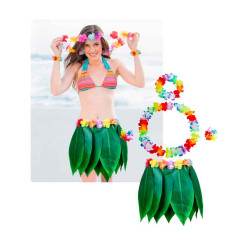 Falda de Hoja de Hula y Set de Hawaiano