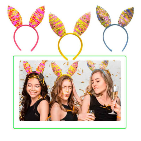 Diadema de orejas de conejo con Lentejuelas