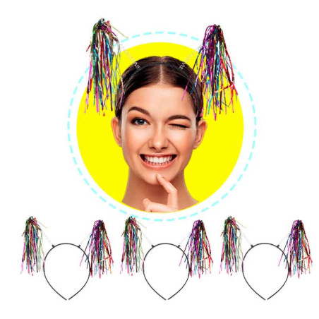 Diadema de flequillos en papel aluminio (pack por 3 uds)