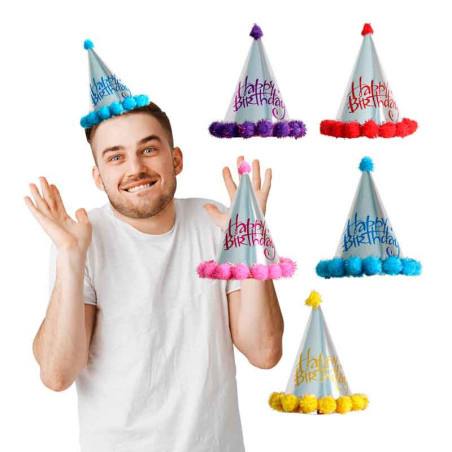 Gorro o sombrero cono de 19 cm aprox (pack x 4 uds)