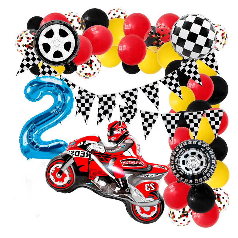 Semi arco de globos Moto GPrix Semi arco de globos Moto GPrix