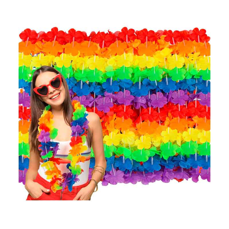 Collar de leis arcoíris Pride Party LGBTIQ+ (pack 12 uds) Collar de leis arcoíris Pride Party LGBTIQ+ (pack 12 uds)