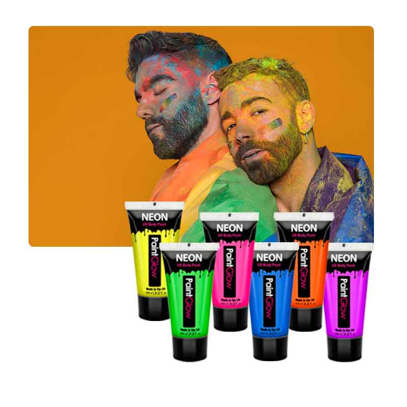 Pintura de cuerpo Neón Pack de 6 und de (25ml) Pride Party LGBTIQ+ Pintura de cuerpo Neón Pack de 6 und de (25ml) Pride Party LGBTIQ+