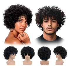 Peluca  Ondulada Negra Africa Look