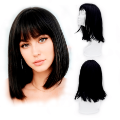 Peluca Semi larga Color Negro