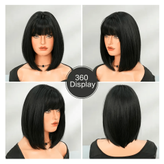 Peluca Semi larga Color Negro