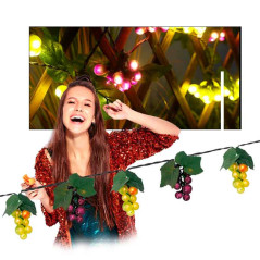 Cascada Uvas led y hojas x 3mts
