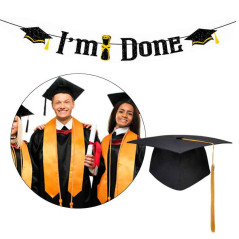 Juego de Gorro (Birrete) y banner graduación