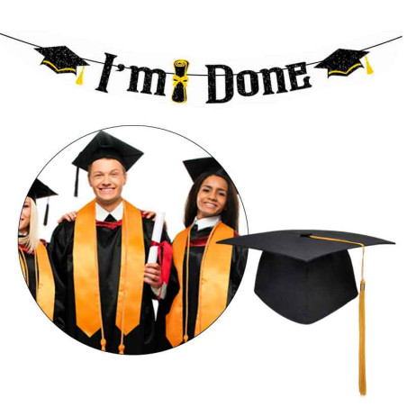 Juego de Gorro (Birrete) y banner graduación