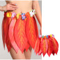 Falda de Hoja de Hula  ROJA  y Set Hawaiano Luau