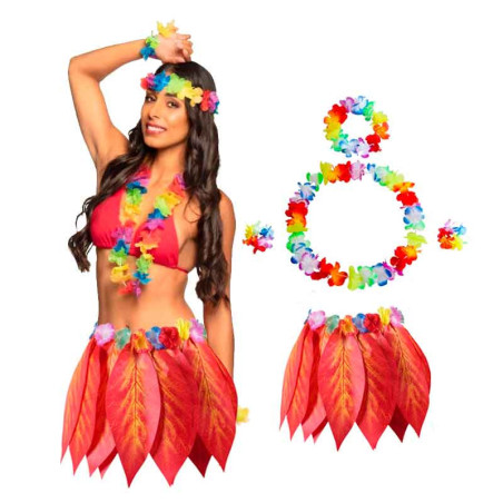 Falda de Hoja de Hula y Set de Hawaiano