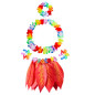 Falda de Hoja de Hula  ROJA  y Set Hawaiano Luau