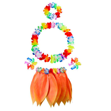 Falda de Hoja de Hula  AMARILLA y Set Hawaiano Luau