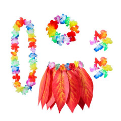 Falda de Hoja de Hula y Set de Hawaiano