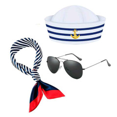 Boina - Lentes- Bufanda de Marinero (Pack x 3 uds)