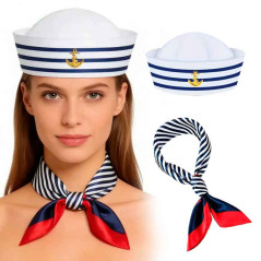 Sombrero redondo más bufanda  de marinero