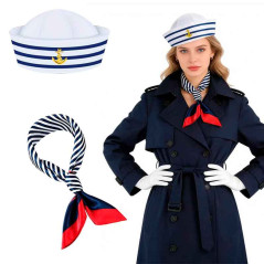 Sombrero redondo más bufanda  de marinero