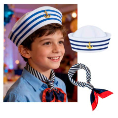 Sombrero redondo más bufanda  de marinero
