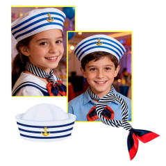 Sombrero redondo más bufanda  de marinero