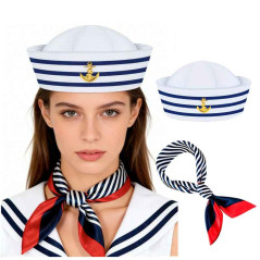 Sombrero redondo más bufanda  de marinero