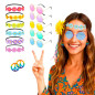Accesorios de disfraz hippie Vincha-Aretes-Gafas