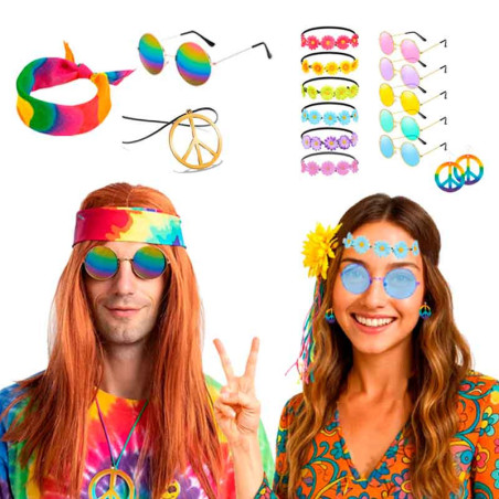 Accesorios Hippie Hombre y Mujer (conjunto de 6 artículos)