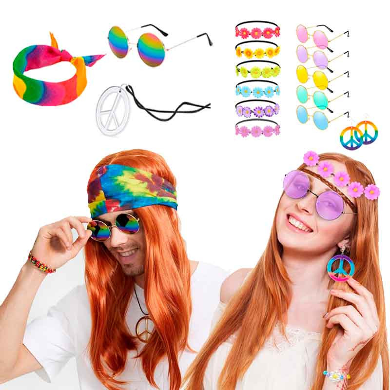Accesorios Hippie Hombre y Mujer (conjunto de 6 artículos)