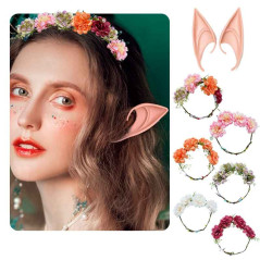 Orejas Elfa + Diadema flores (pack 2uds)